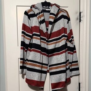 Striped Hooded Cardigan